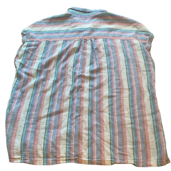 Orvis Linen Rayon Striped Sleeveless Button Down Shirt Size Large - Picture 3 of 12